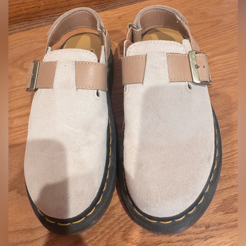 Women's Suede Closed-Toe Slingback Shoes in Light Beige. Doc Marten. So nice!!